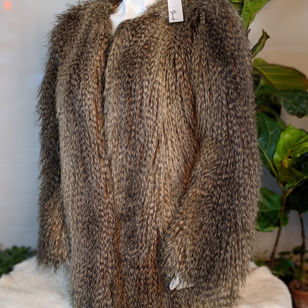 Yana K faux brown/black fur jacket NWT